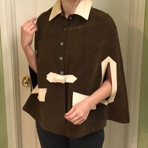 Vintage Brown suede cape, poncho by Jerold